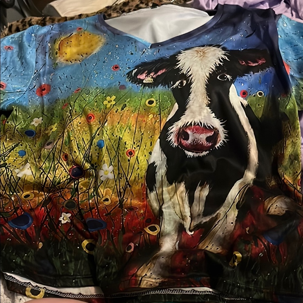 Colorful Cow Print Shirt